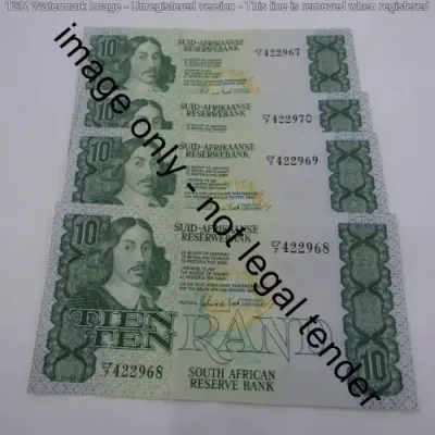 GPC de Kock 2nd issue - Lot of 4 R10 notes banknotes with consecutive numbers