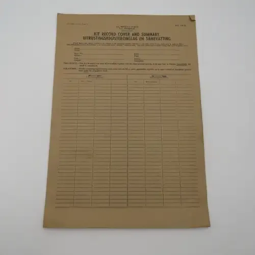 SA Army 1980`s Kit record cover &amp; summary