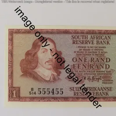 TW de Jongh 3rd Issue 1975 R1 note with nice number 555455