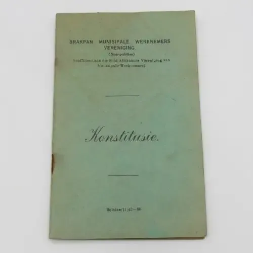 Vintage document Brakpan Municipal Employees Association Constitution document