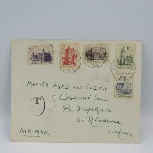 Taxed cover posted from Netherlands to Southern Rhodesia 1951