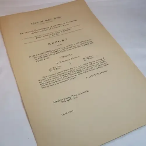 1859 Cape of Good Hope report of the select committee of the House of Assembly