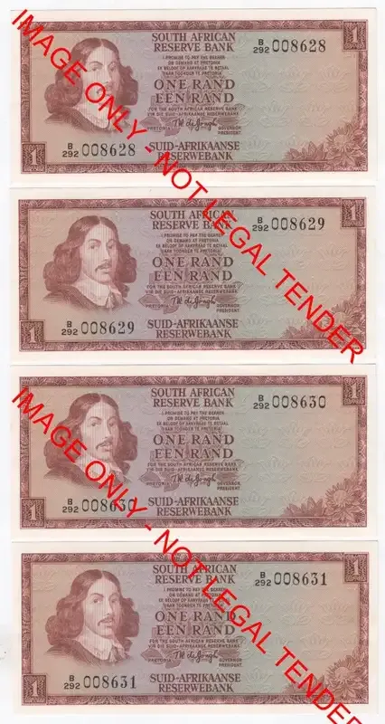 Lot of 10 TW de Jongh second issue R1 notes - UNC - with consecutive numbers - low number