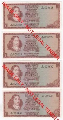 Lot of 10 TW de Jongh second issue R1 notes - UNC - with consecutive numbers - low number