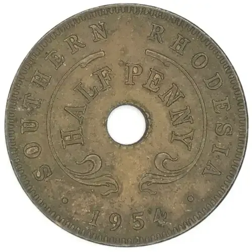 1954 Southern Rhodesia half penny - XF+ some lustre