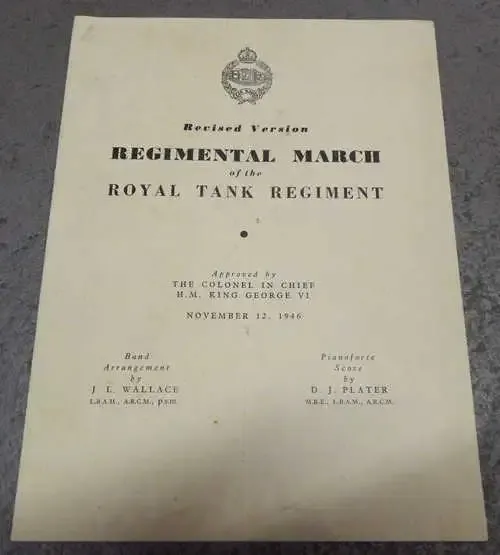 Royal Tank regiment Regimental march music score
