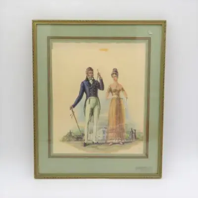 Vintage Victorian print in frame by L.R.