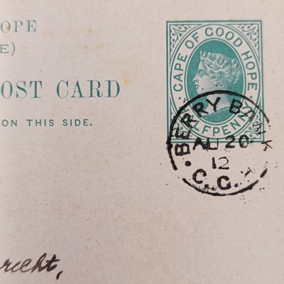 1912 Cape of Good Hope Reply paid card BERRY BANK Cape of Good Hope Cancel - very rare