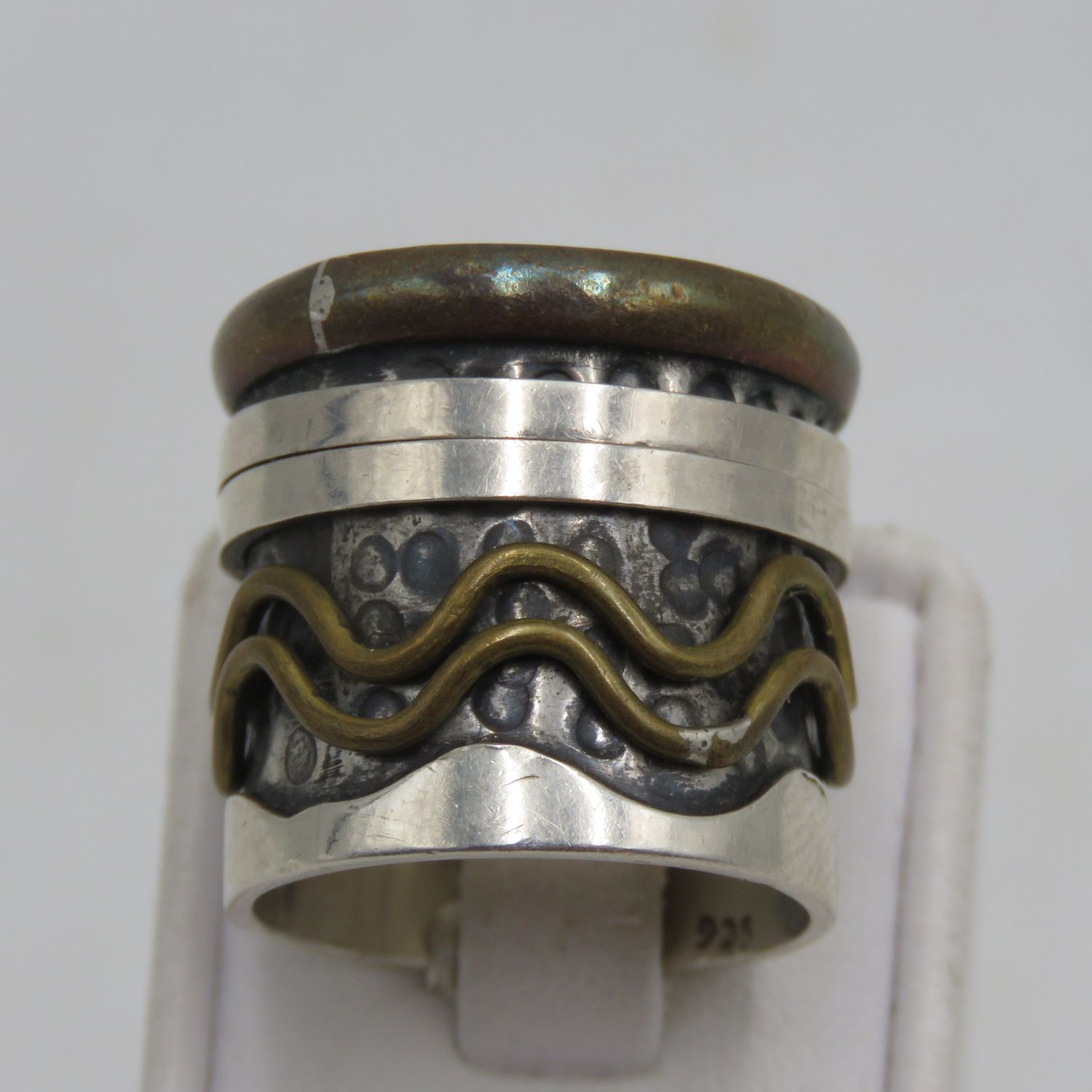 Sterling silver rustic spinner ring - weighs 18.7g