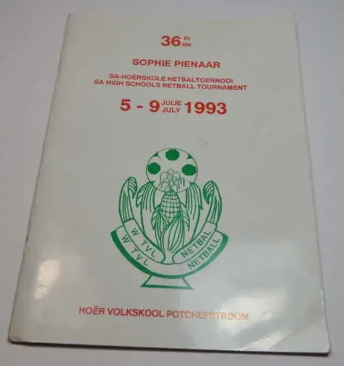 1993 Sophie Pienaar SA High Schools Netball Tournament Program
