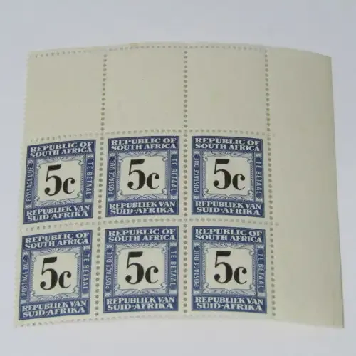 Postage due 5c block of 6 mint SACC 59 - Bottom row second stamp with dot above C