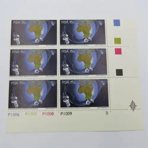 SACC 397 Satellite communication 15 cent stamps block of 6