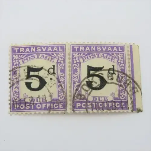 Transvaal postage due 5 pence pair SACC 5