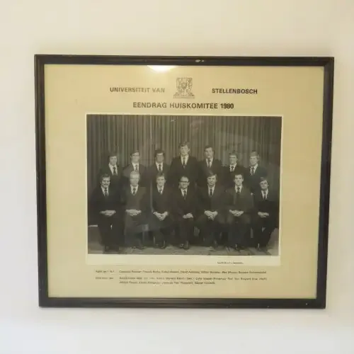 Framed photo of University of Stellenbosch - Eendrag House Committee 1980 - 32 x 37 cm