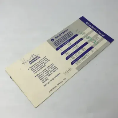 Pair of EASTERN Airways tickets with boarding passes attached - one to Las Vegas and one to Atlanta