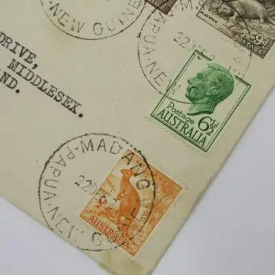 Australian airmail with 12d - 3d - 6d - 6 12d and 9d airmail to England - 22 December 1952
