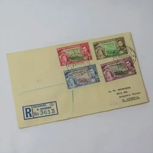 Southern Rhodesia First day cover Coronation of George 6 12 May 1937 - SACC 38-41