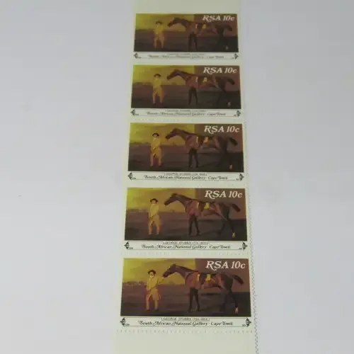 SACC 486 National Art Gallery 10c stamps strip with dot error in middle stamp under 10c
