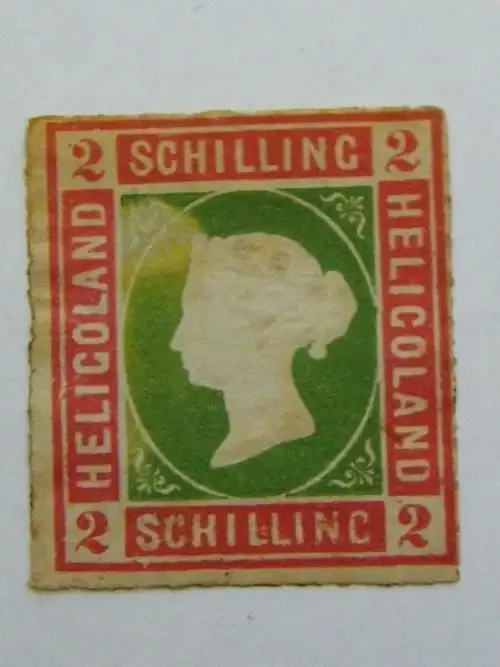 Heligoland 2 schilling mint stamp with color flaw - SG 3 - as per photo
