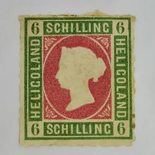 Heligoland 6 Schilling mint stamp - SG 4 - Rouletted