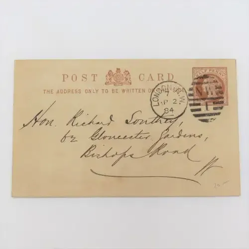 1884 Preprinted postcard cancelled in London