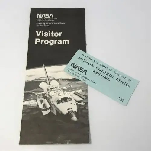 2 NASA Mission Control Briefing stubs plus visitor program - vintage