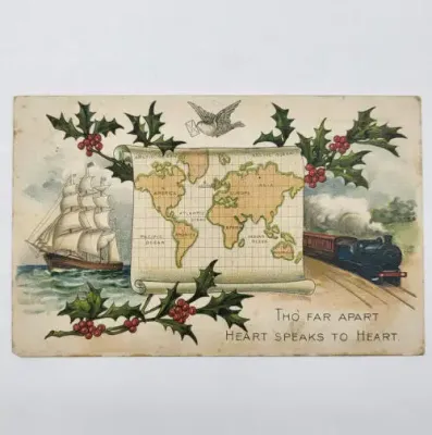 `Tho` far apart, heart speaks to heart` From Leytonstone to Cape Town 24 Dec 1907 - One Penny stamp