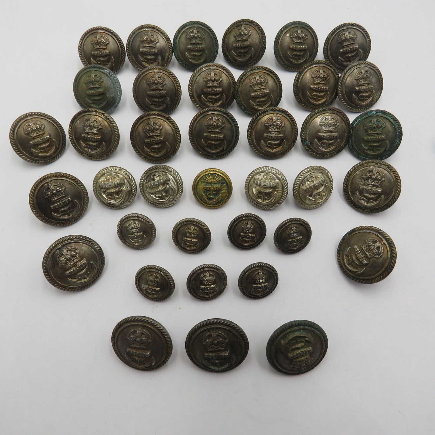 Lot of 38 Royal Navy uniform buttons