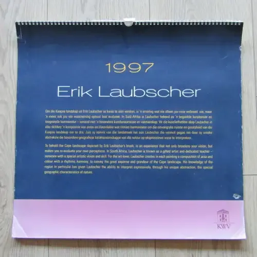 1997 KWV calendar with artwork of Erik Laubscher