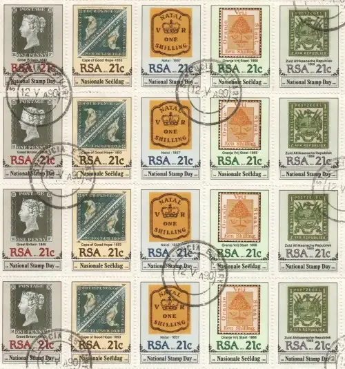 SACC 722-726 2 full sheets with First day useage and 14-5-1990 useage