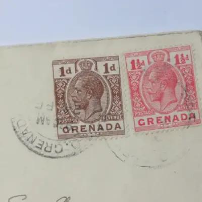 Postal cover from Grenada to Switzerland with Grenada 1d and 1 1/2d stamps