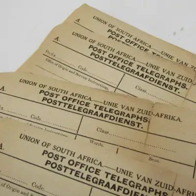 Union of South Africa - 4 unused telephone forms - some damage