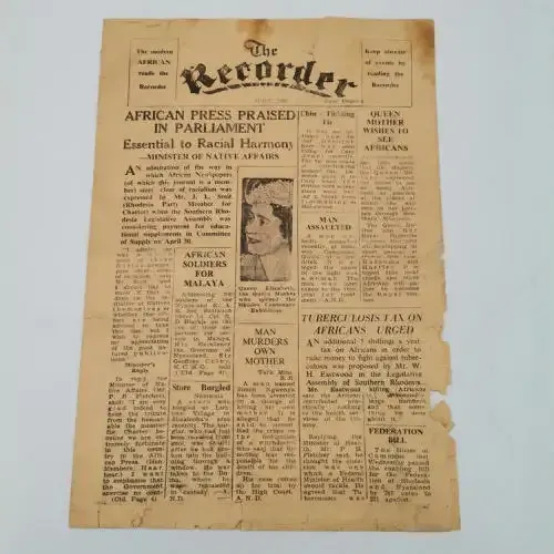 1953 Copy of The Recorder for ` Modern Africans `