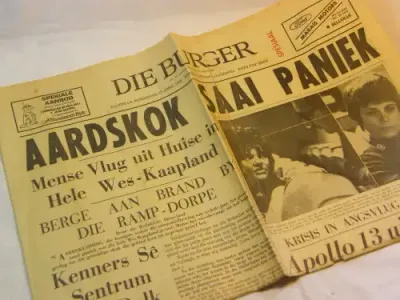 Die Burger Kaapstad Woensdag 15 April 1970 `Aardskok saai paniek` Wes-Kaapland