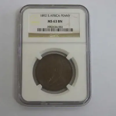 1892 ZAR Kruger penny graded MS 63 BN by NGC