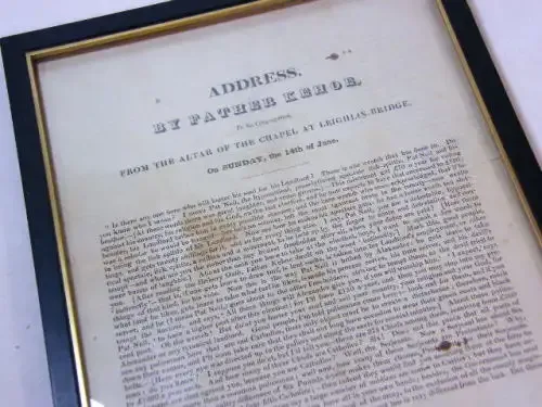 Address by Father Kehoe to his congregation from the Altar of the Chapel at Leighlin-Bridge