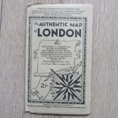 Vintage London Map - The authentic map including underground railway - 86 x 59cm