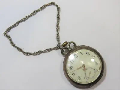 Antique silver with gold plated pocketwatch - Working - Small damage on dial