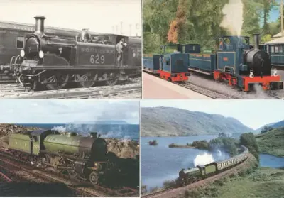 Lot of 10 vintage railway themed postcards - as per photo