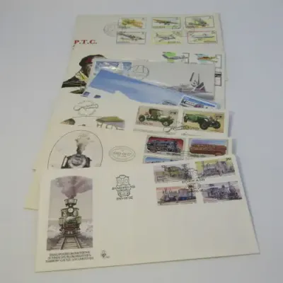 Lot of 14 postal items with planes, trains and automobiles