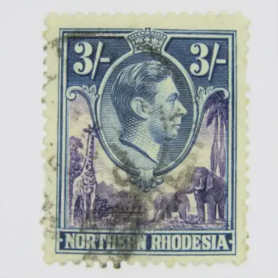 Northern Rhodesia 1938 Definitive issue SACC 42 Three shilling used stamp