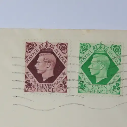 Airmail cover from London to Tokyo, Japan on 3 April 1953 with 11 pence and seven pence stamps