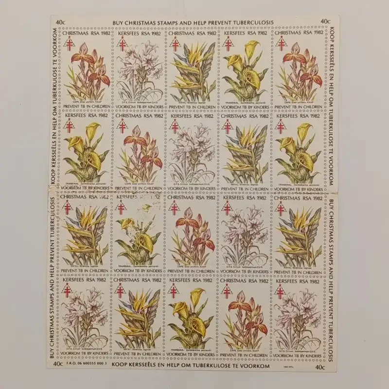 1982 Christmas stamps - full page of 20 stamps