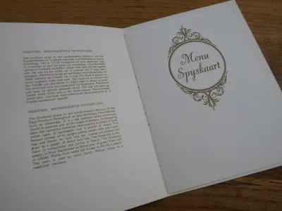 South African Airways menu for dinner - Vintage