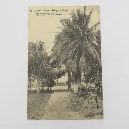 Belgian Congo postcard with preprinted 5 cent stamp - Unused