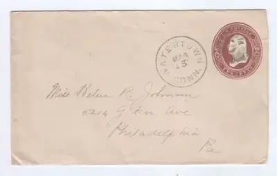 1887 Envelope USA cancelled in Watertown, Connectocut posted to Philadelphia with received backstamp