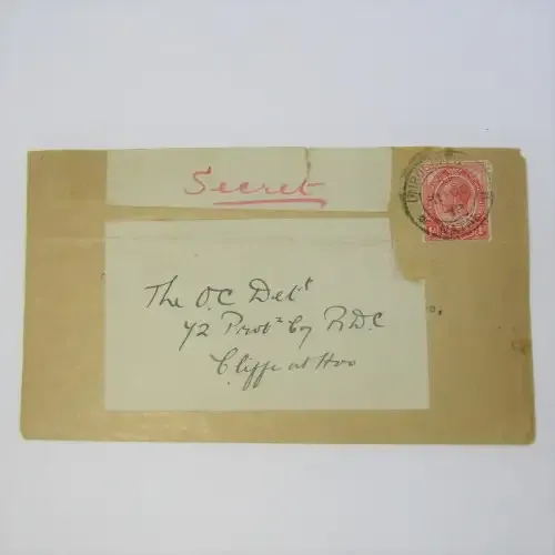 Postal cover from Umbogintwini Natal South Africa to Cliffe at England 11 October 1918