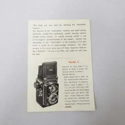 Yashicaflex Model A and C instruction manual