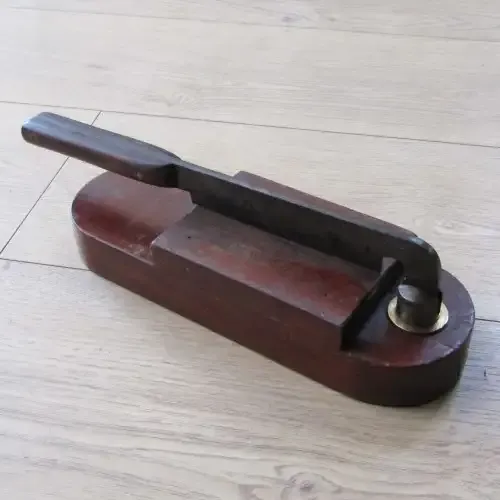 Antique cutter with wooden base - possibly tabacco or meat