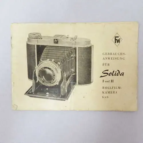 Solida I und II Rollfilm-Kamera 6x6 instruction manual